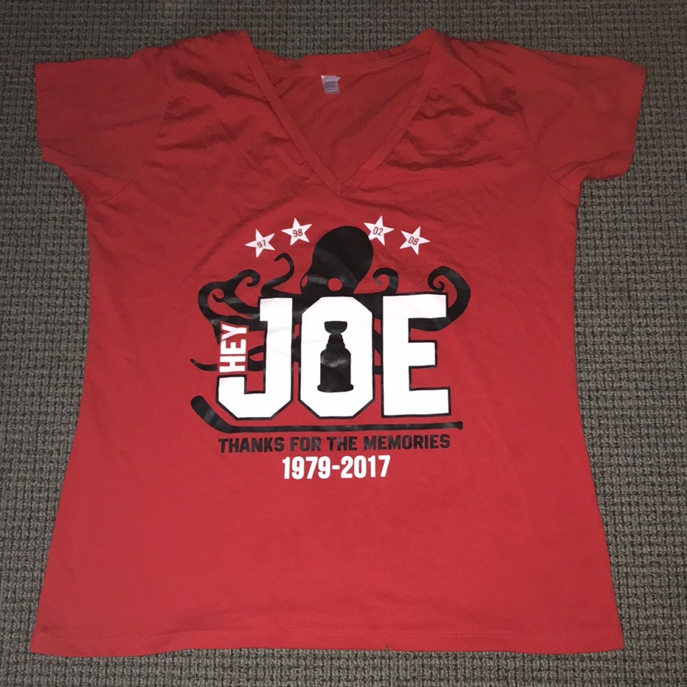 Detroit Red Wings Hey Joe Red V-Neck Graphic Tee